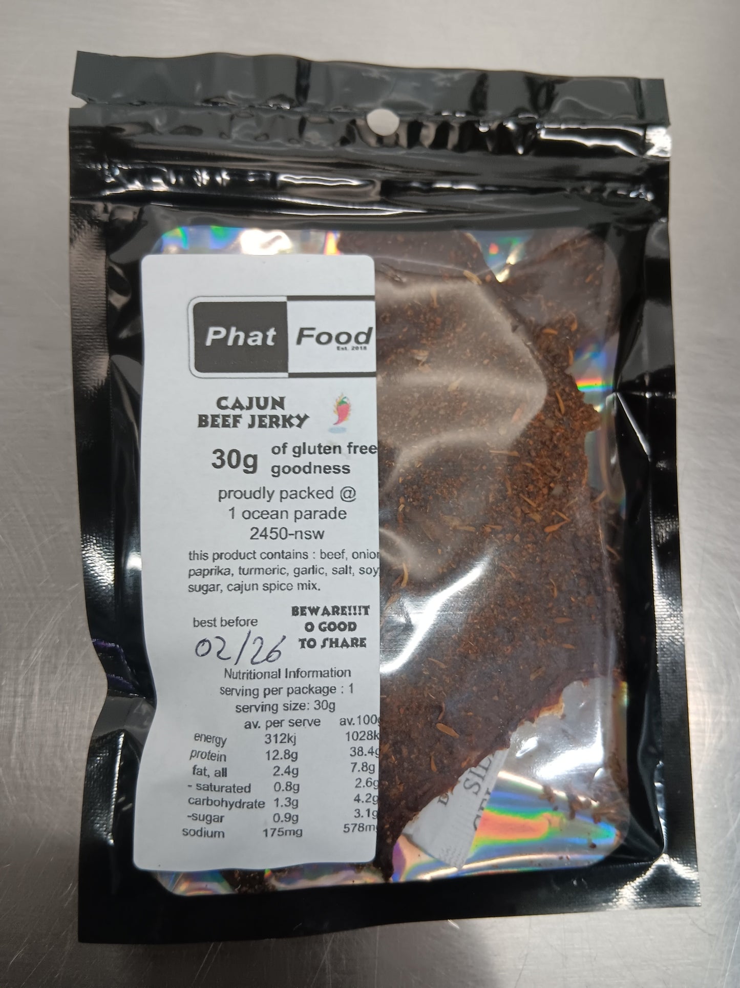 30g cajun beef jerky